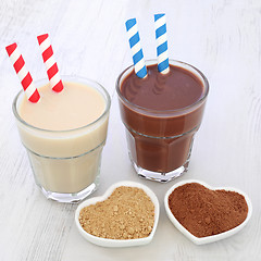 Image showing Maca Root Herb and Chocolate Whey Protein Drinks