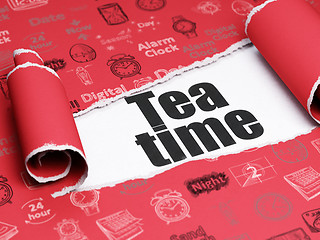 Image showing Time concept: black text Tea Time under the piece of  torn paper