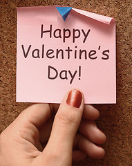 Image showing Happy Valentines Day Note Showing Love And Affection