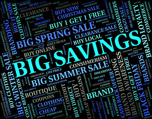 Image showing Big Savings Represents Text Huge And Growth