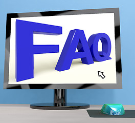 Image showing Faq On Computer Screen Shows Online Help