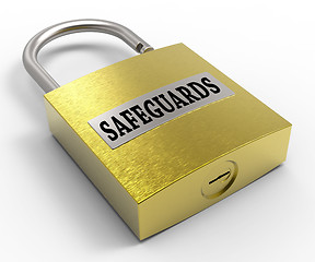 Image showing Safeguards Padlock Indicates Protect Unlock And Protection 3d Re