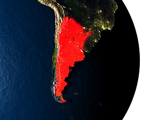 Image showing Argentina from space during dusk