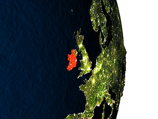 Image showing Ireland from space during dusk