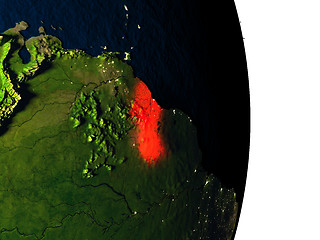 Image showing Guyana from space during dusk