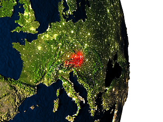Image showing Austria from space during dusk