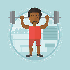 Image showing Man lifting barbell in the gym vector illustration