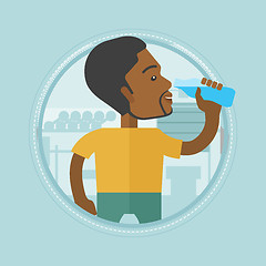 Image showing Sportive man drinking water vector illustration.