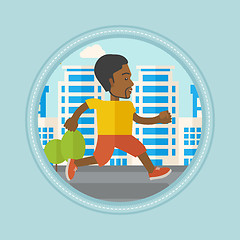 Image showing Young man running in the city vector illustration.