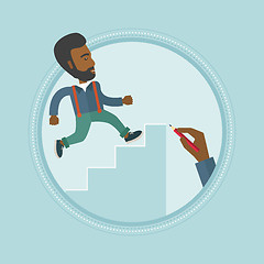 Image showing Businessman running upstairs vector illustration.