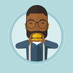 Image showing Man eating hamburger vector illustration.