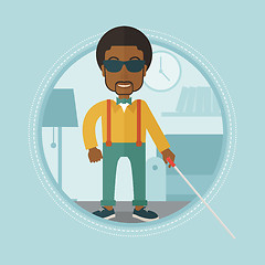 Image showing Blind man with stick vector illustration.