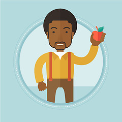 Image showing Young man holding apple vector illustration.