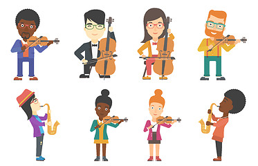 Image showing Vector set of musicians characters.