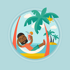 Image showing Man chilling in hammock vector illustration.