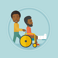 Image showing Man pushing wheelchair with patient.