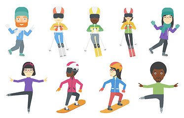 Image showing Vector set of winter sport characters.