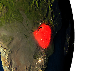 Image showing Zimbabwe from space during dusk