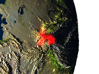 Image showing Tajikistan from space during dusk