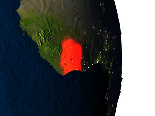 Image showing Ivory Coast from space during dusk