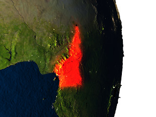 Image showing Cameroon from space during dusk