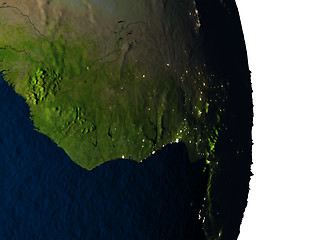 Image showing Ghana from space during dusk