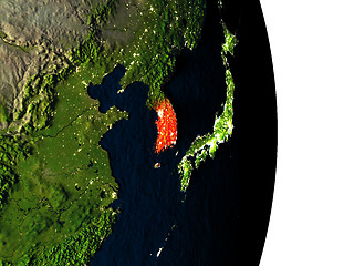 Image showing South Korea from space during dusk