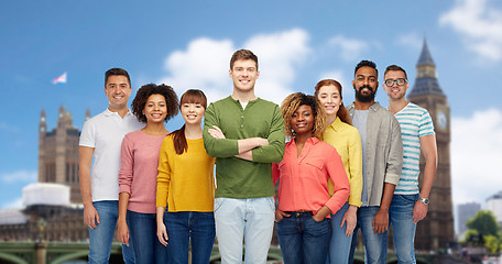 Image showing international group of happy people over london