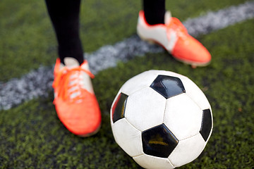 Image showing soccer player playing with ball on football field