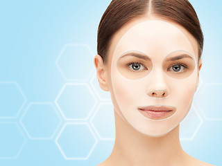 Image showing close up of woman with collagen facial mask