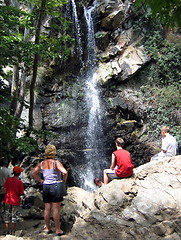 Image showing Watching the water fall. Troodos mountains. Cyprus