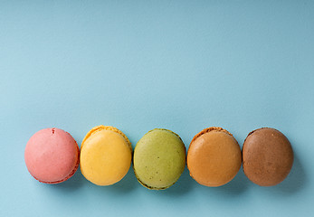 Image showing Macarons on blue
