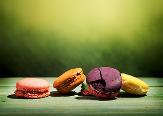 Image showing Macarons on green