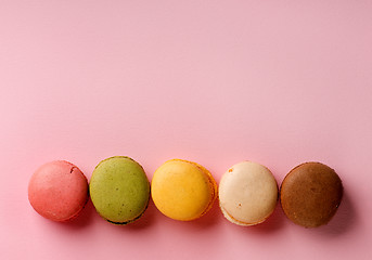 Image showing Macarons on pink