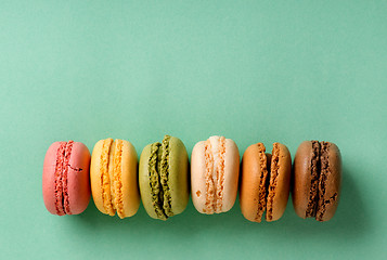 Image showing Macarons in line