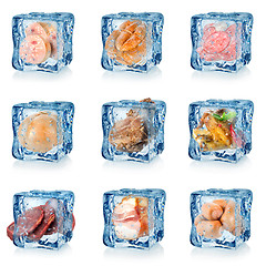 Image showing Set of meat in ice