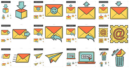 Image showing Email line icon set.