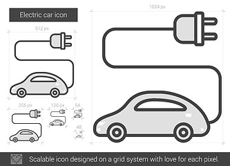 Image showing Electric car line icon.