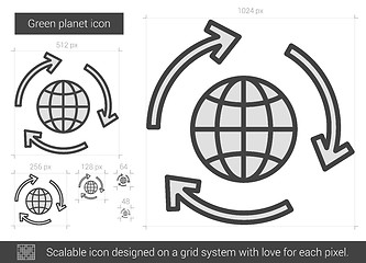 Image showing Green planet line icon.