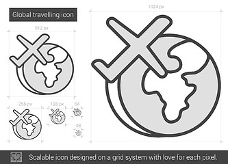 Image showing Global traveling line icon.