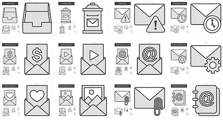 Image showing Email line icon set.