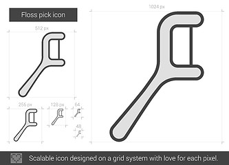 Image showing Floss pick line icon.