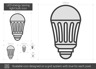 Image showing LED energy saving light bulb line icon.