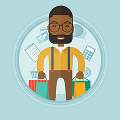 Image showing Happy man with shopping bags vector illustration.