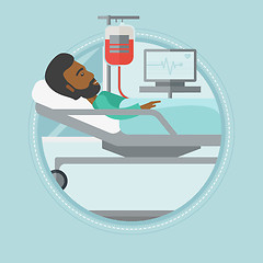 Image showing Man lying in hospital bed vector illustration.