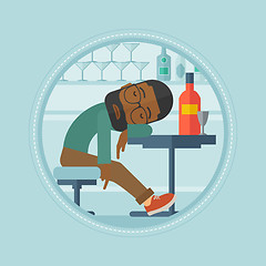 Image showing Drunk man sleeping in bar vector illustration.