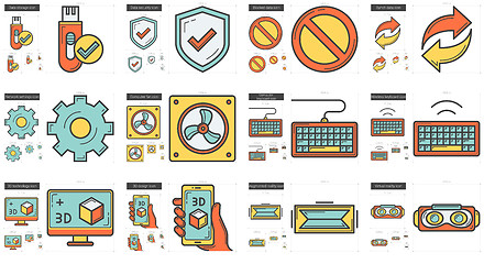 Image showing Gadgets line icon set.