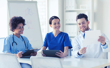 Image showing group of happy doctors meeting at hospital office