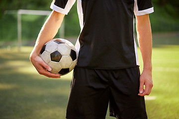 Image showing soccer player with ball on football field