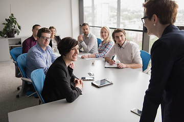 Image showing Group of young people meeting in startup office